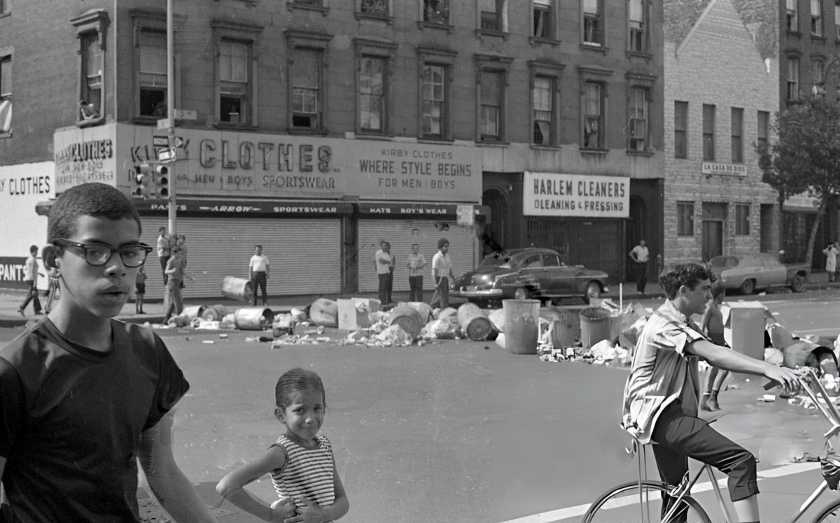 Children Standing In Front Of Trash Piled At 3Rd Avenue And East 110Th Street During The Young Lords Party'S Garbage Offensive, East Harlem, 1969.