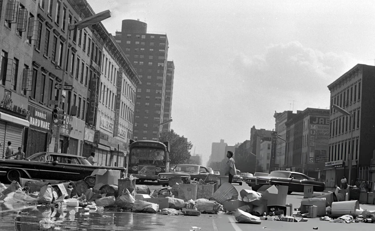 Trash Piled At The Intersection Of 3Rd Avenue And East 110Th Street During The Young Lords Party'S Garbage Offensive In El Barrio, East Harlem, 1969.