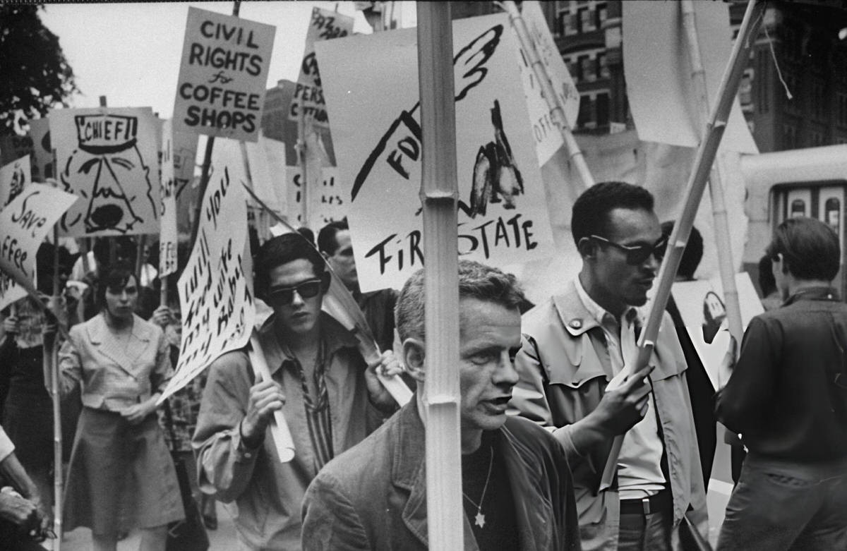 Beatniks At City Hall Protesting The Closure Of Greenwich Village Coffee Houses.