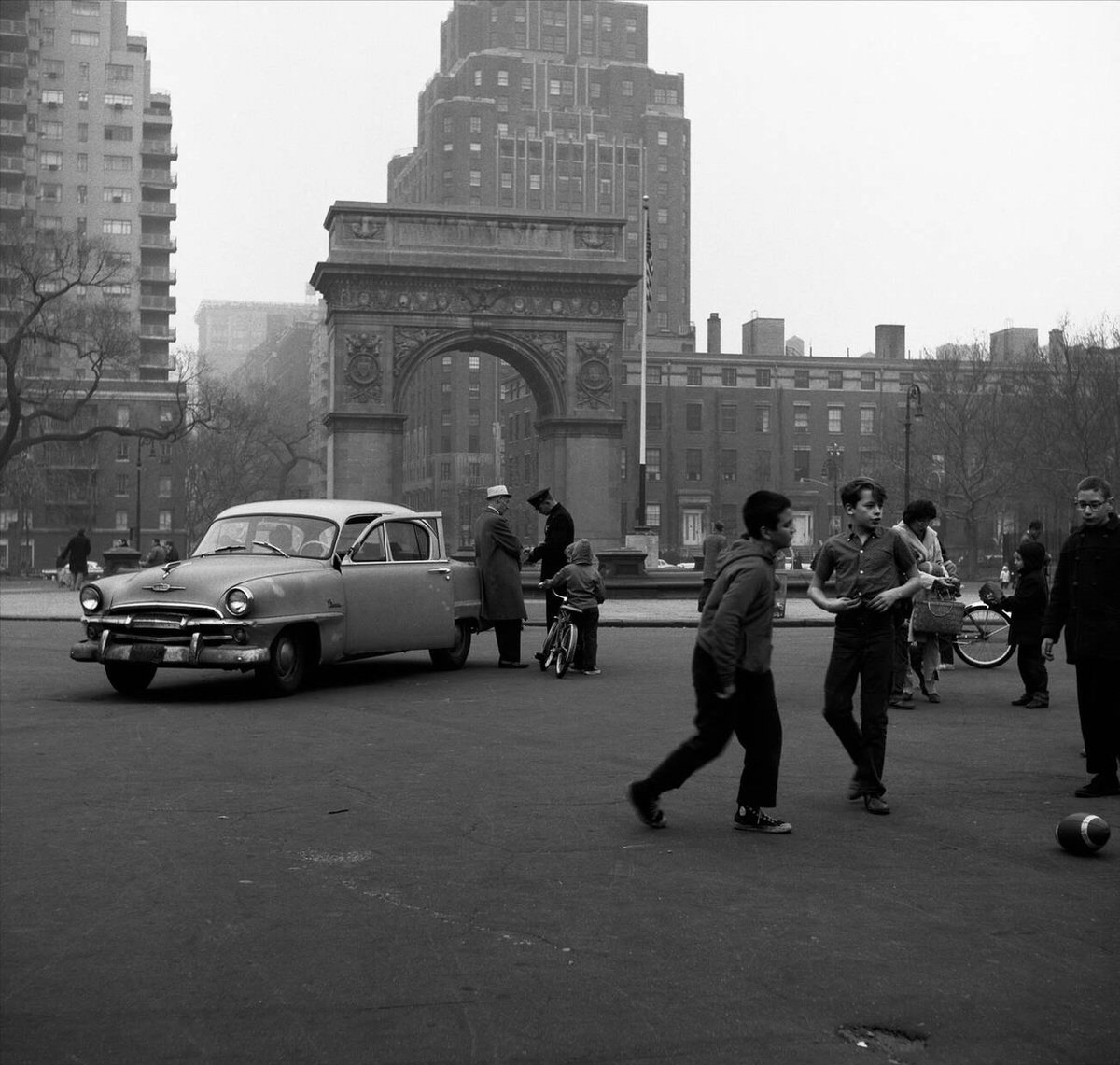 Driver Receiving A Ticket In Washington Square Park, 1960S.
