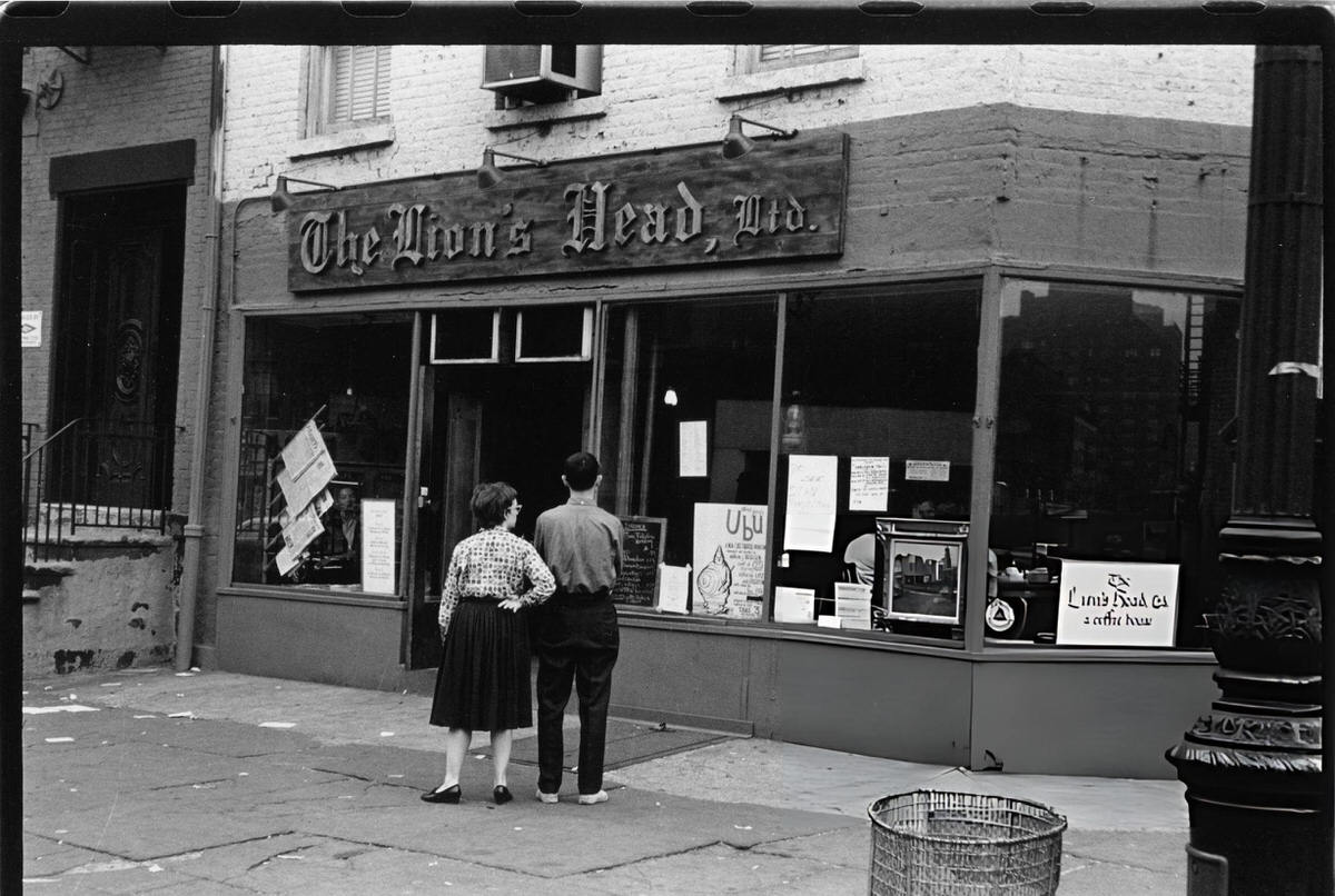 The Lion'S Head Coffee House At Charles And Hudson Streets, Greenwich Village, 1960.