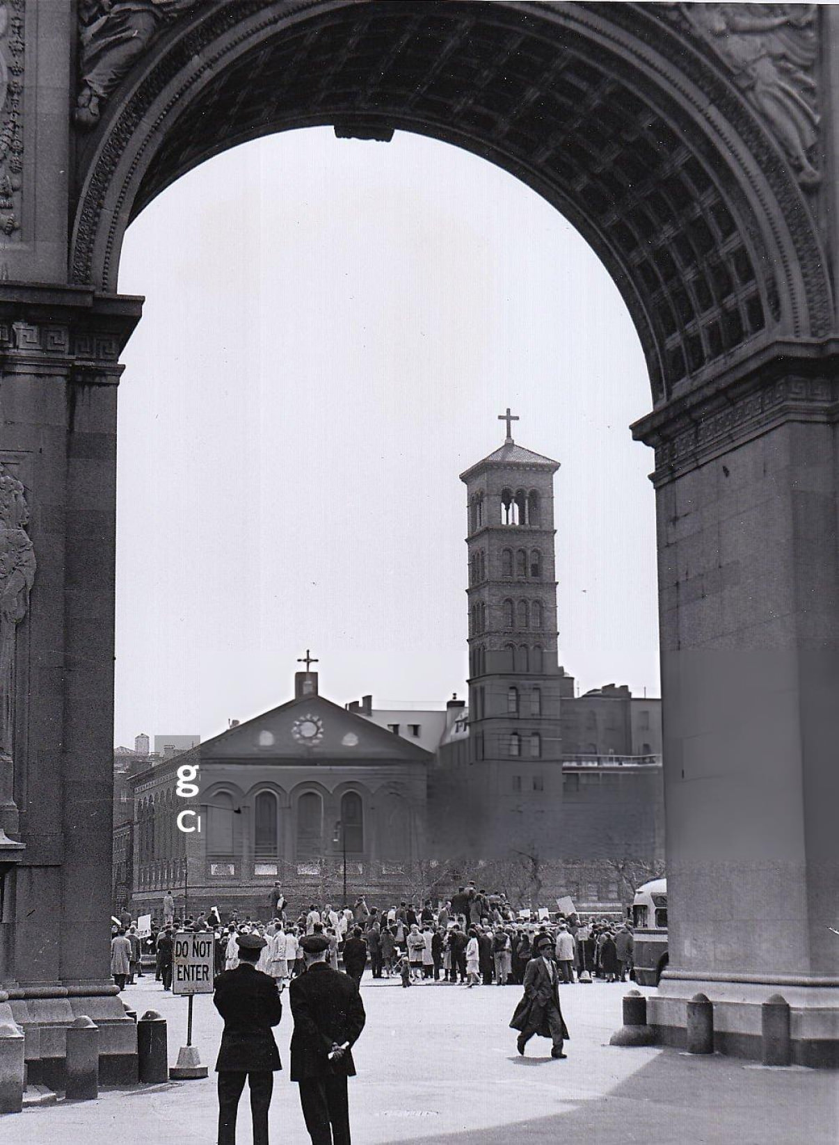 Police Monitoring A Protest Against The Ban On Musicians In Washington Square Park, 1961.