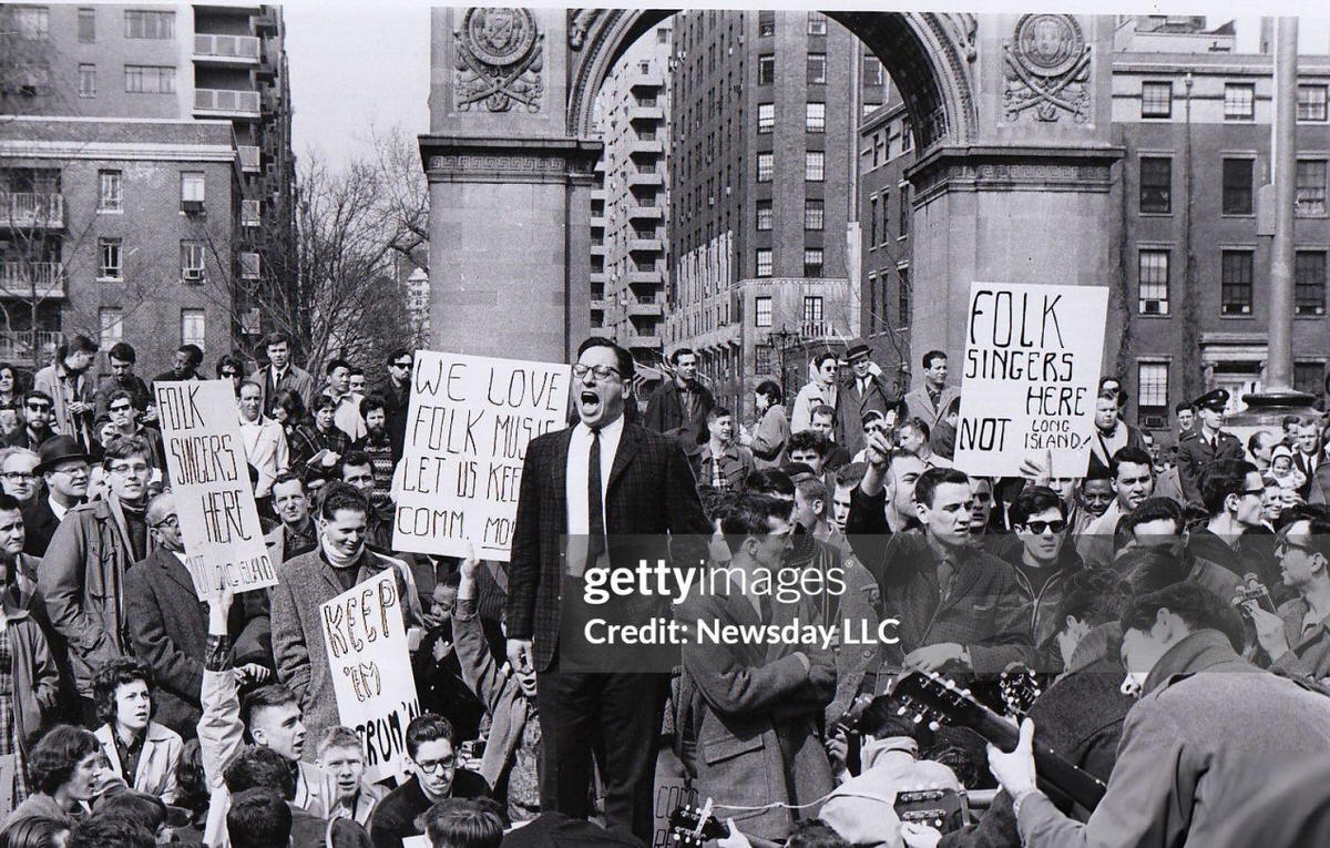 Israel Young Leading A Protest Against The Ban On Folk Music In Washington Square Park, 1961.