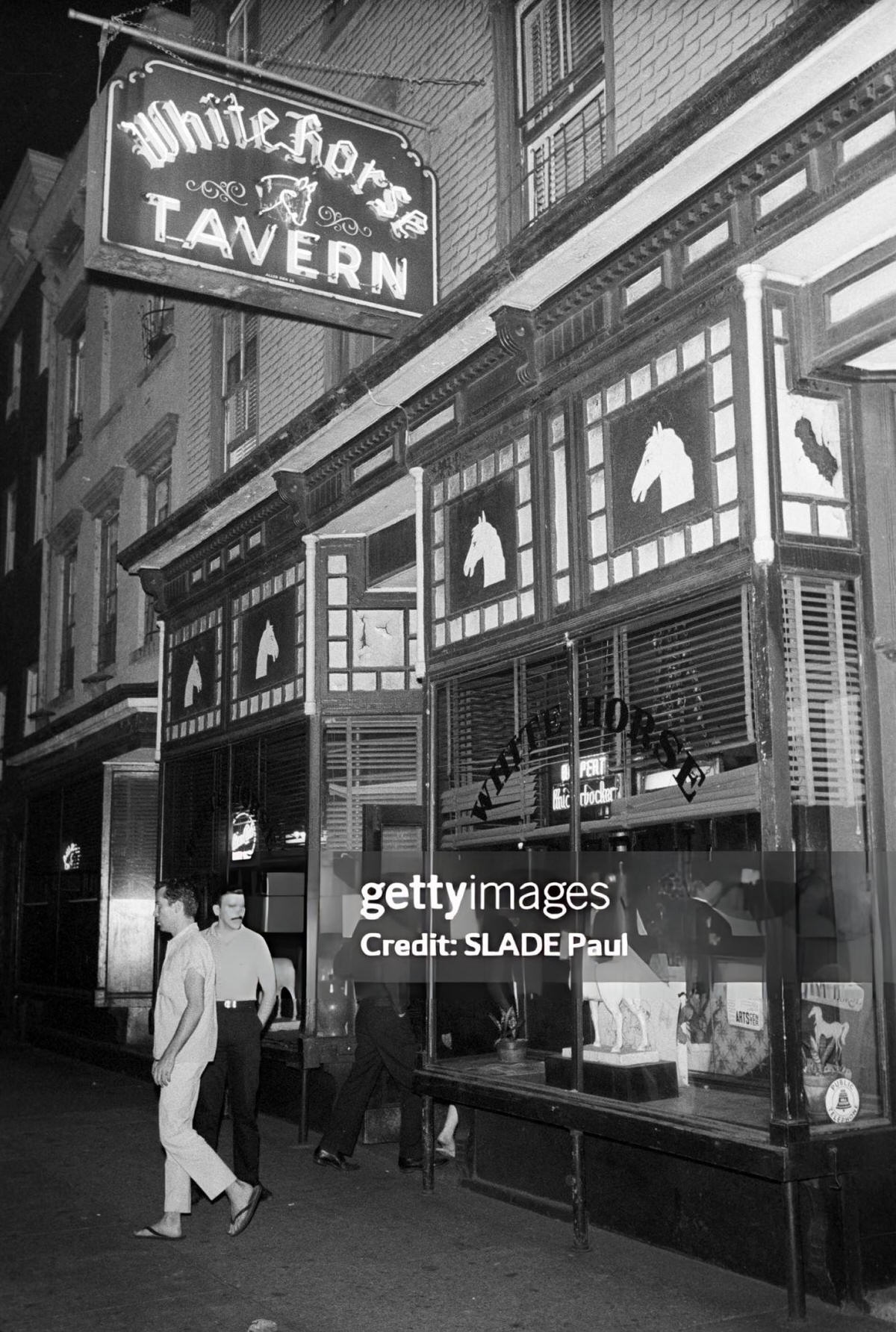 Patrons Outside The White Horse Tavern At Night, Greenwich Village, 1961.
