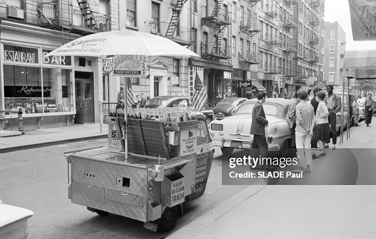 Street Vendor Selling Snacks In Greenwich Village, 1961.