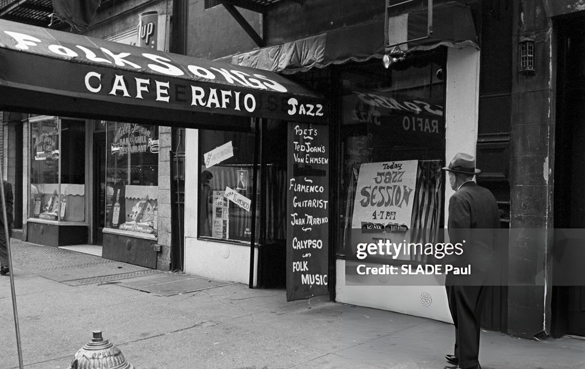 Pedestrian In Front Of Cafe Rafio, Greenwich Village, 1961.