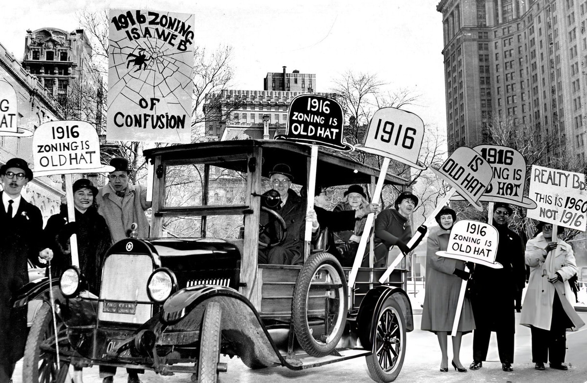 Residents Arriving At City Hall In A Vintage 1916 Automobile To Endorse Zoning Changes, Greenwich Village, 1961.