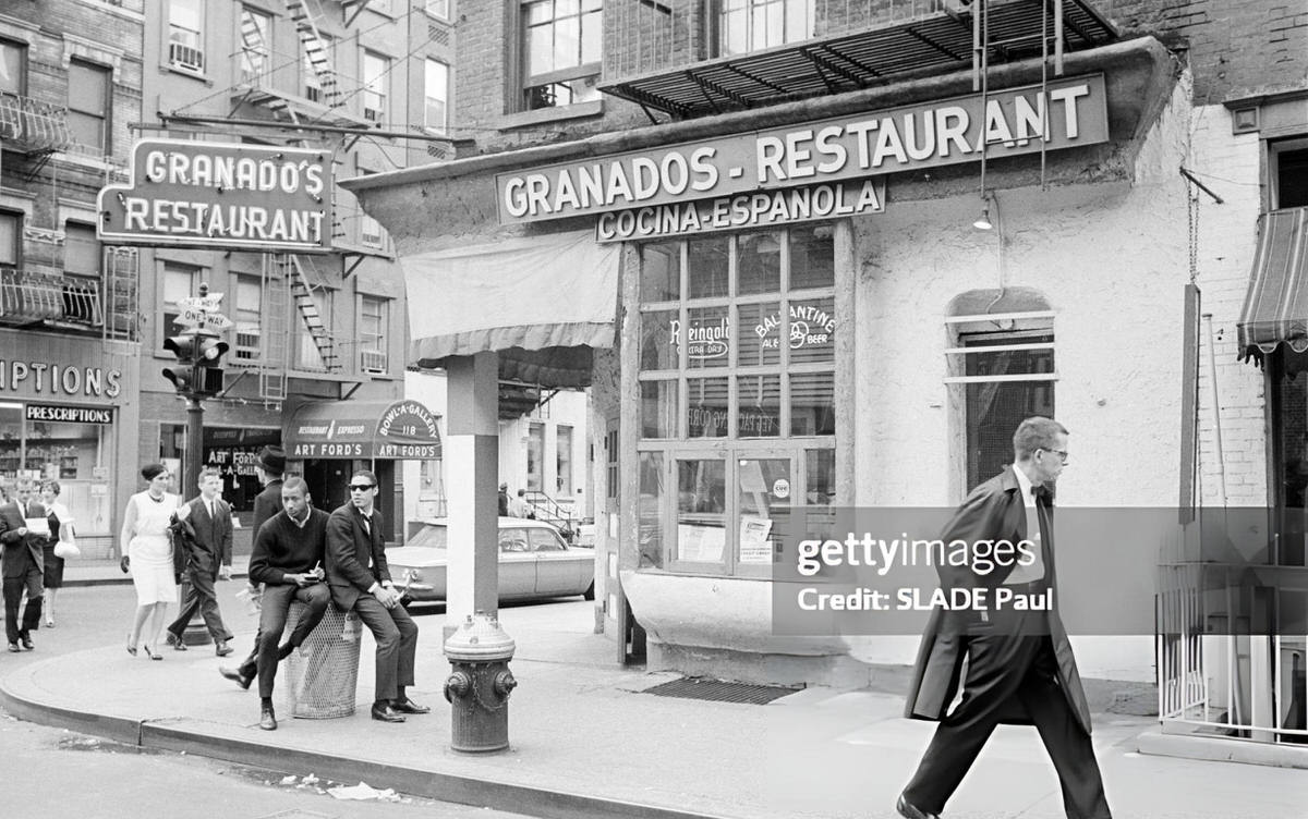Pedestrians In Front Of Granado'S Restaurant, Greenwich Village, 1961.