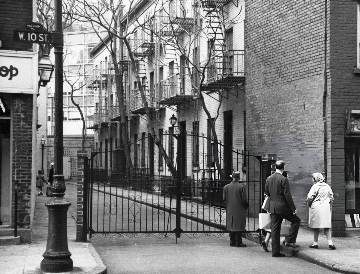 View Along Patchin Place From West 10Th Street, Greenwich Village, 1962.