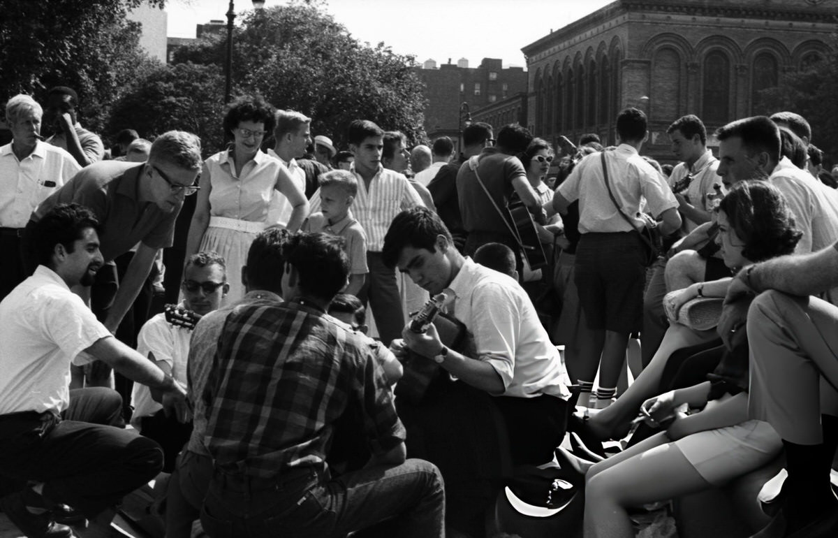 Folk Musicians And Enthusiasts In Washington Square Park, 1962.