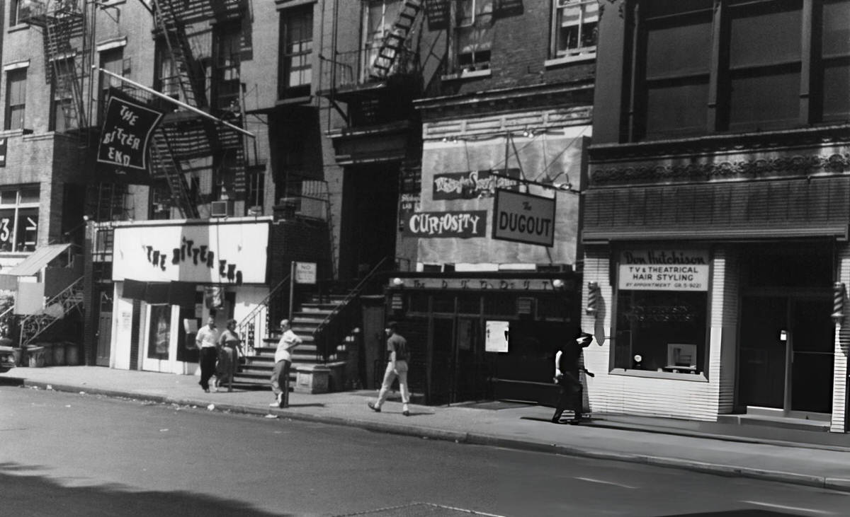 Clubs And Businesses On Bleecker Street Including The Bitter End And The Dugout, 1962.