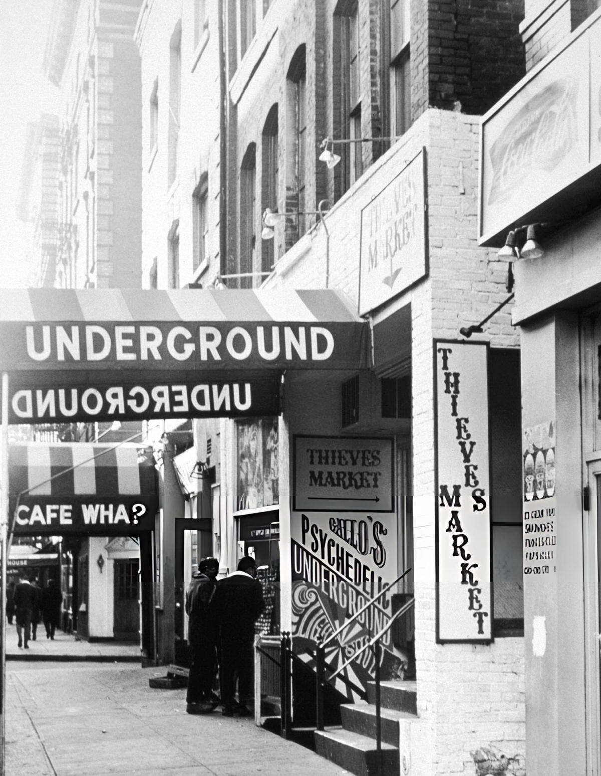 Exterior Awnings For The Underground Cafe And Cafe Wha? On Macdougal Street, 1965.