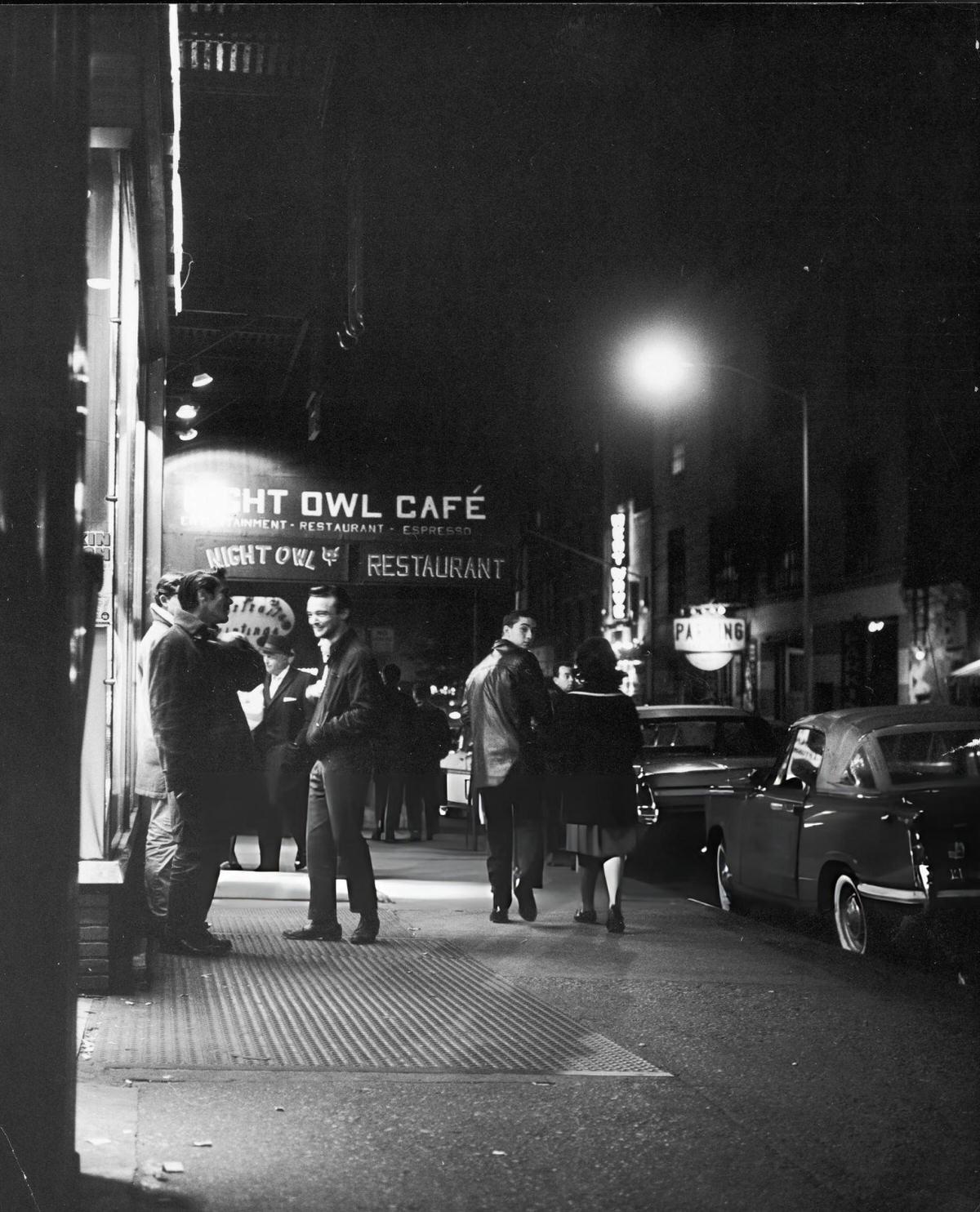 People Outside The Night Owl Cafe, Greenwich Village, 1965.