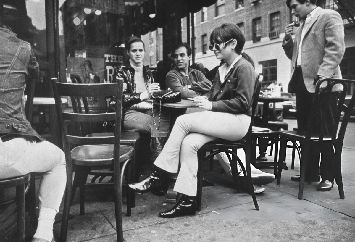 Young People On A Cafe Terrace In Greenwich Village, 1965.