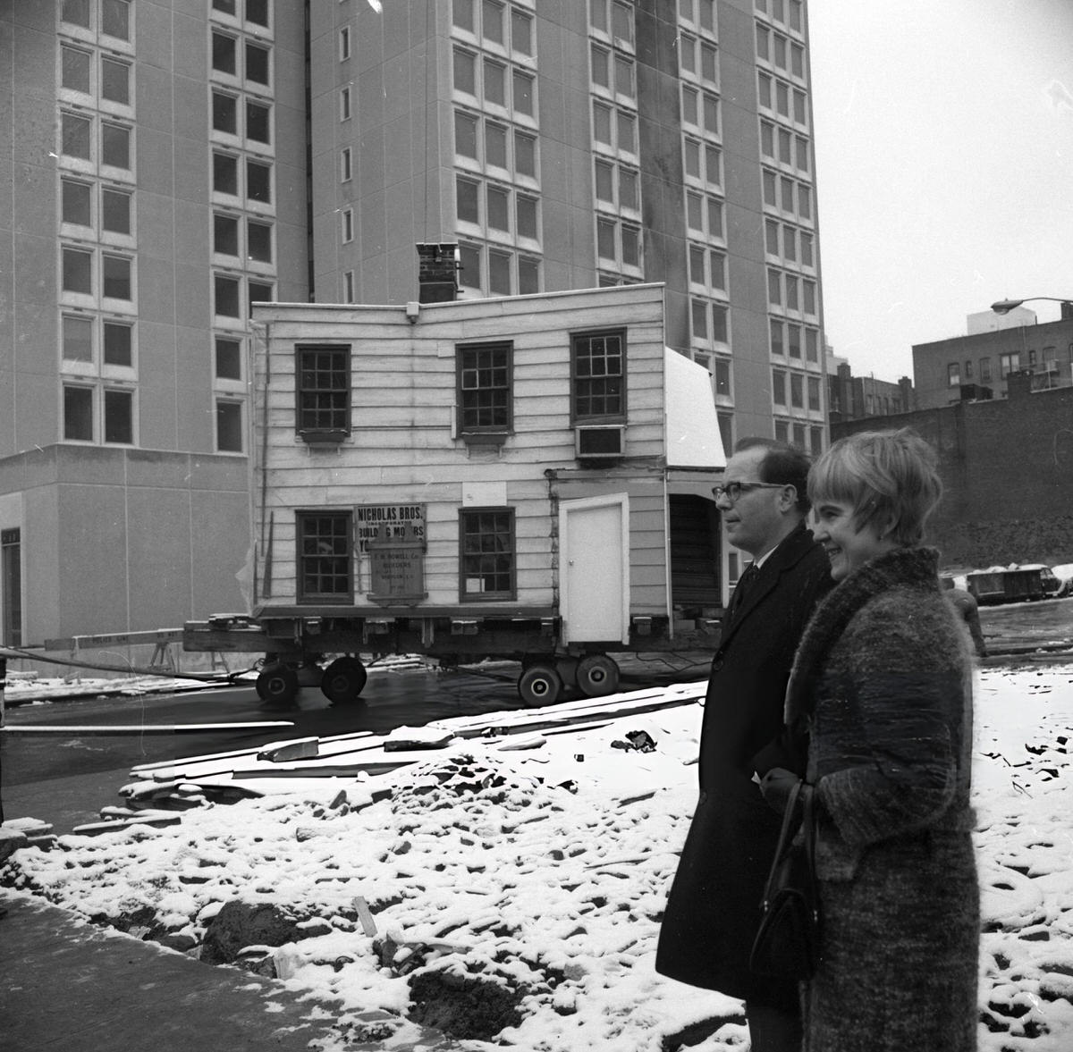 Historic House Being Moved Through Manhattan Streets To Greenwich Village, 1967.