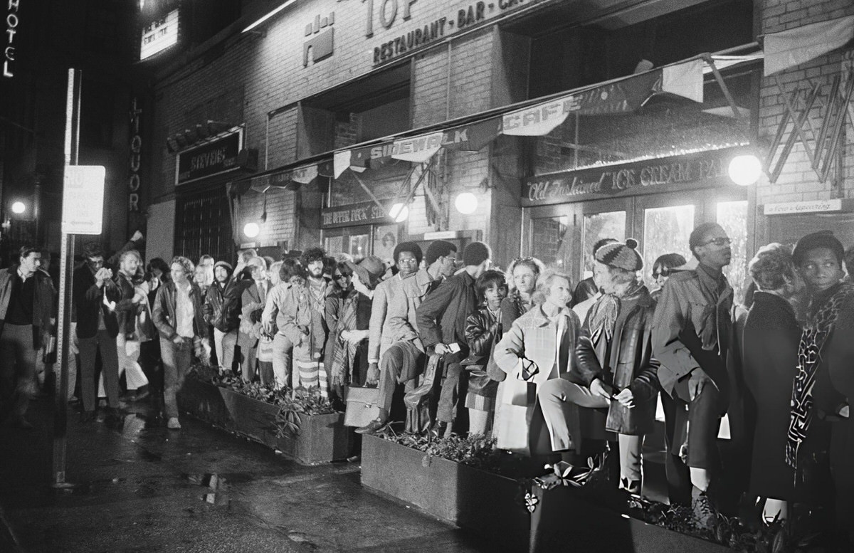 Hippies Waiting To Be Called As Movie Extras Outside A Greenwich Village Cafe, 1967.
