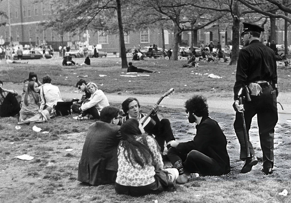 Young People Meeting In Washington Square Park, 1969.