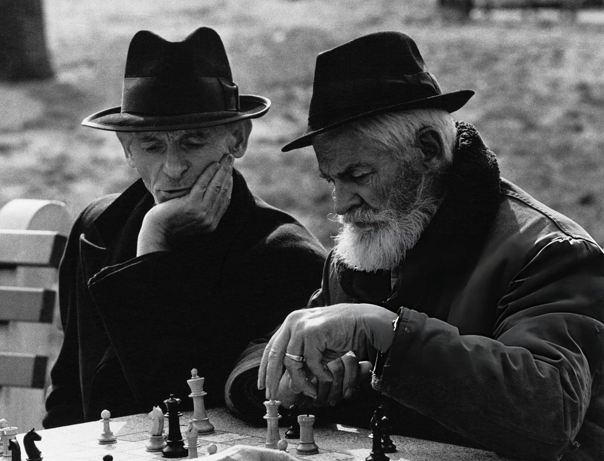 Elderly Chess Players In Washington Square Park, 1960.
