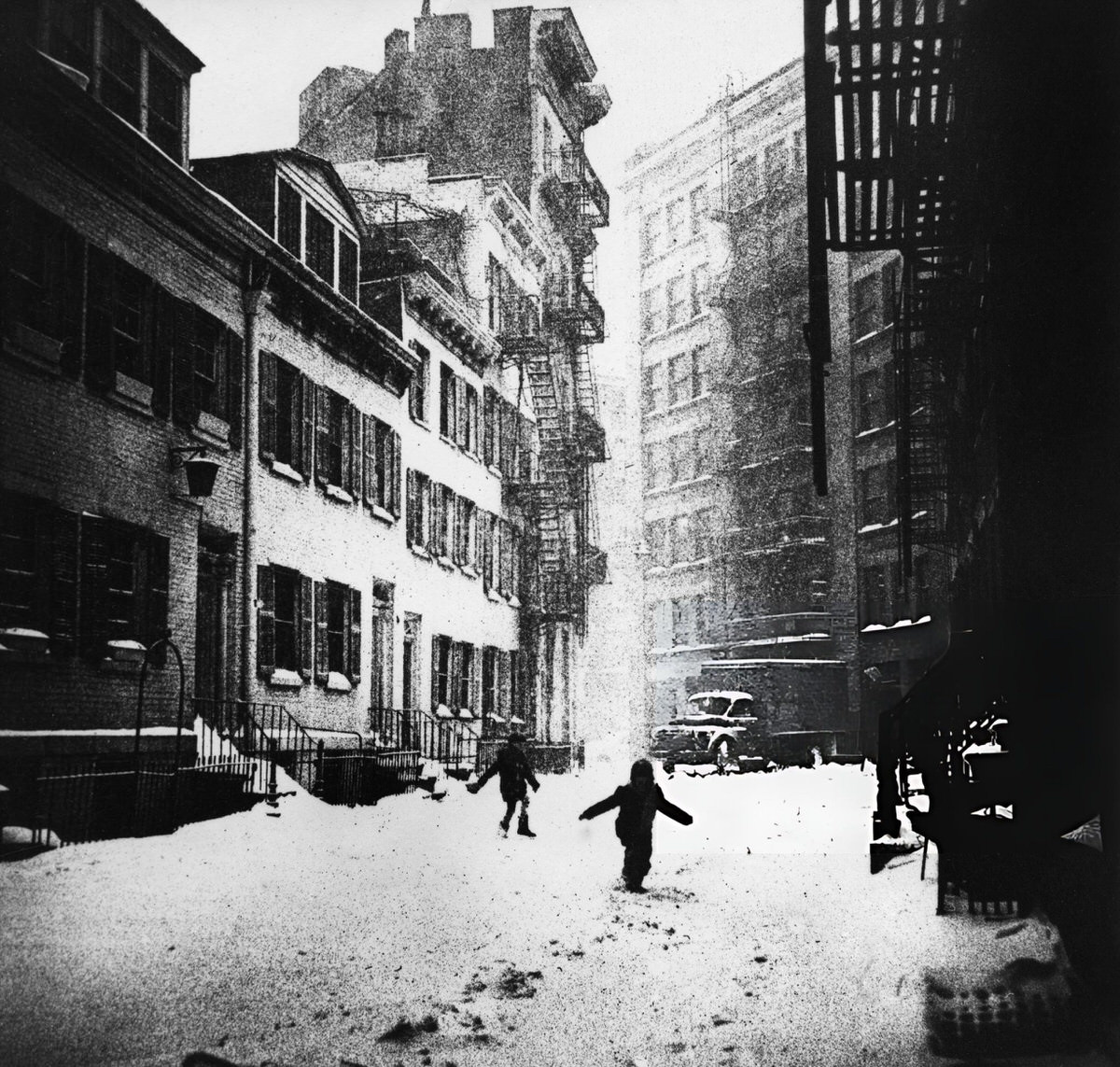 Children Playing In The Snow On Gay Street, Greenwich Village, 1960.