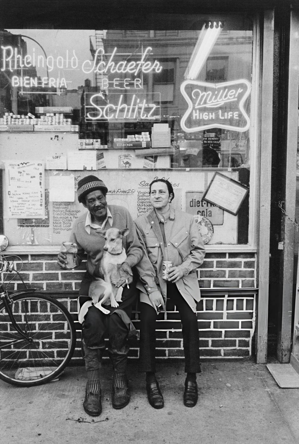 Men And Their Dog Outside A Greenwich Village Deli, 1975.