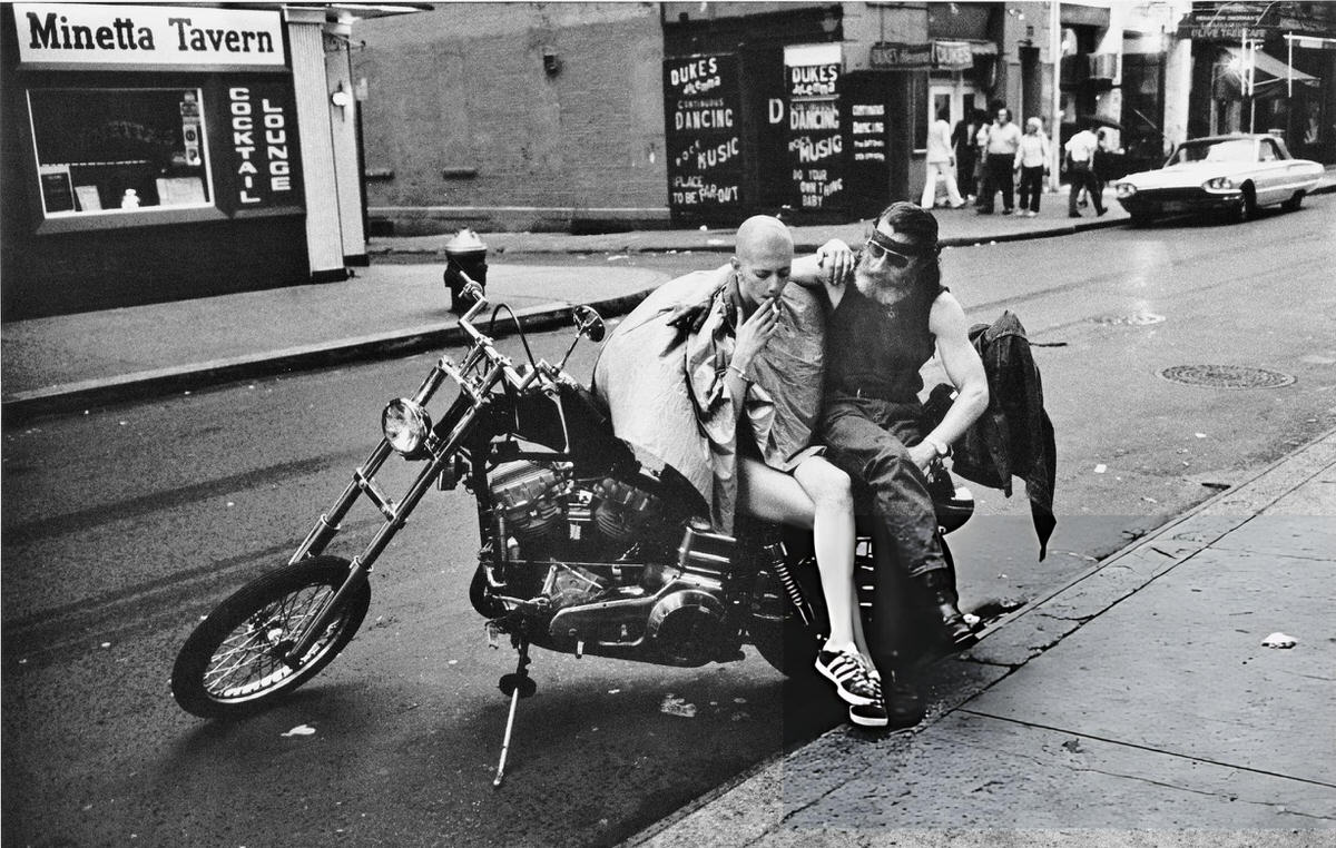 Couple On A Motorcycle On Macdougal Street, 1975.
