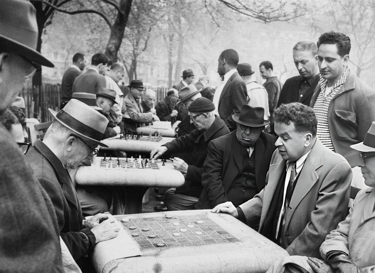 Chess And Draughts Players In Washington Square Park, 1975.