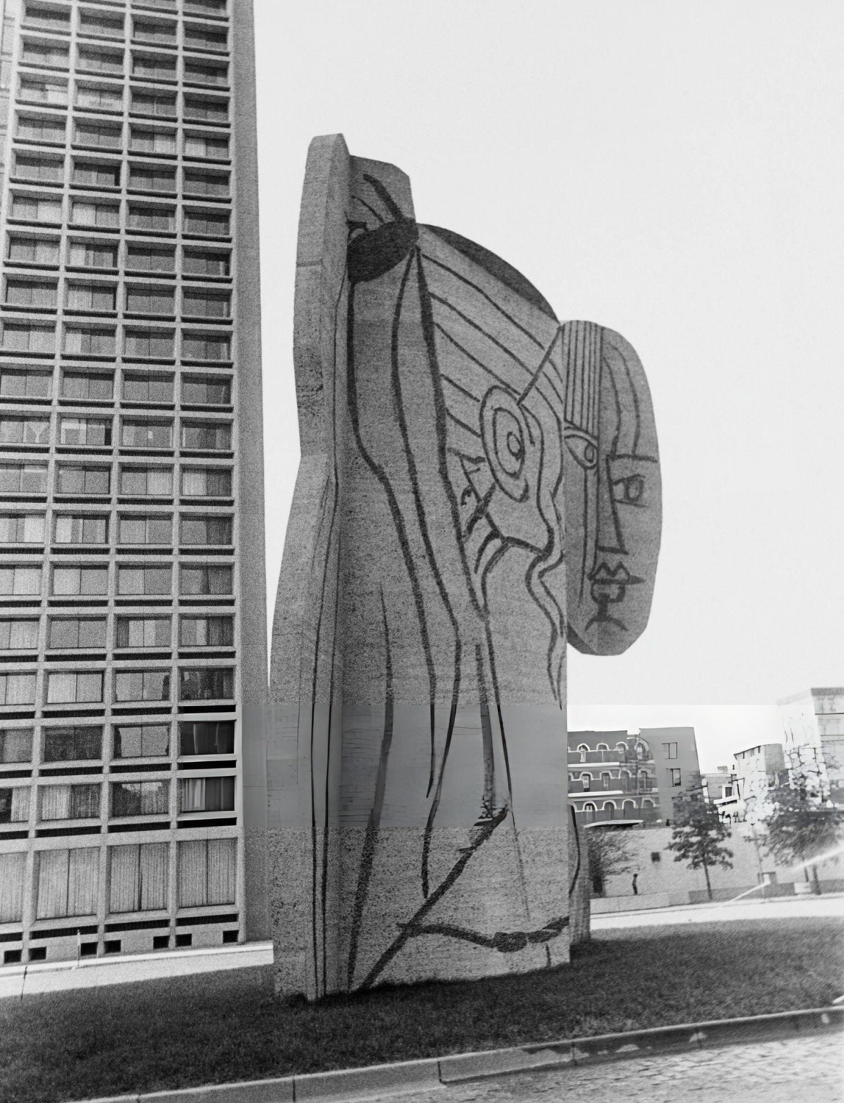 Bust Of Sylvette Sculpture By Carl Nesjar And Pablo Picasso At New York University, 1970.