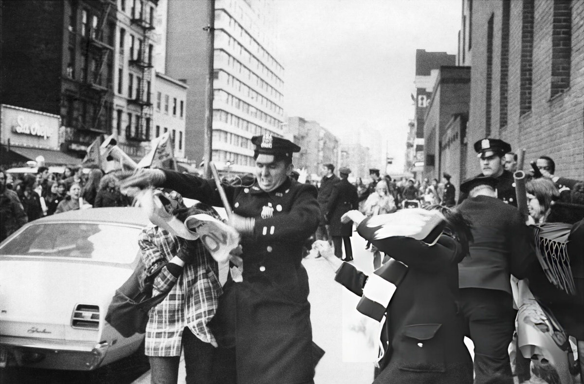Protesters And Police Struggling Outside The Women'S House Of Detention, Greenwich Village, 1970.