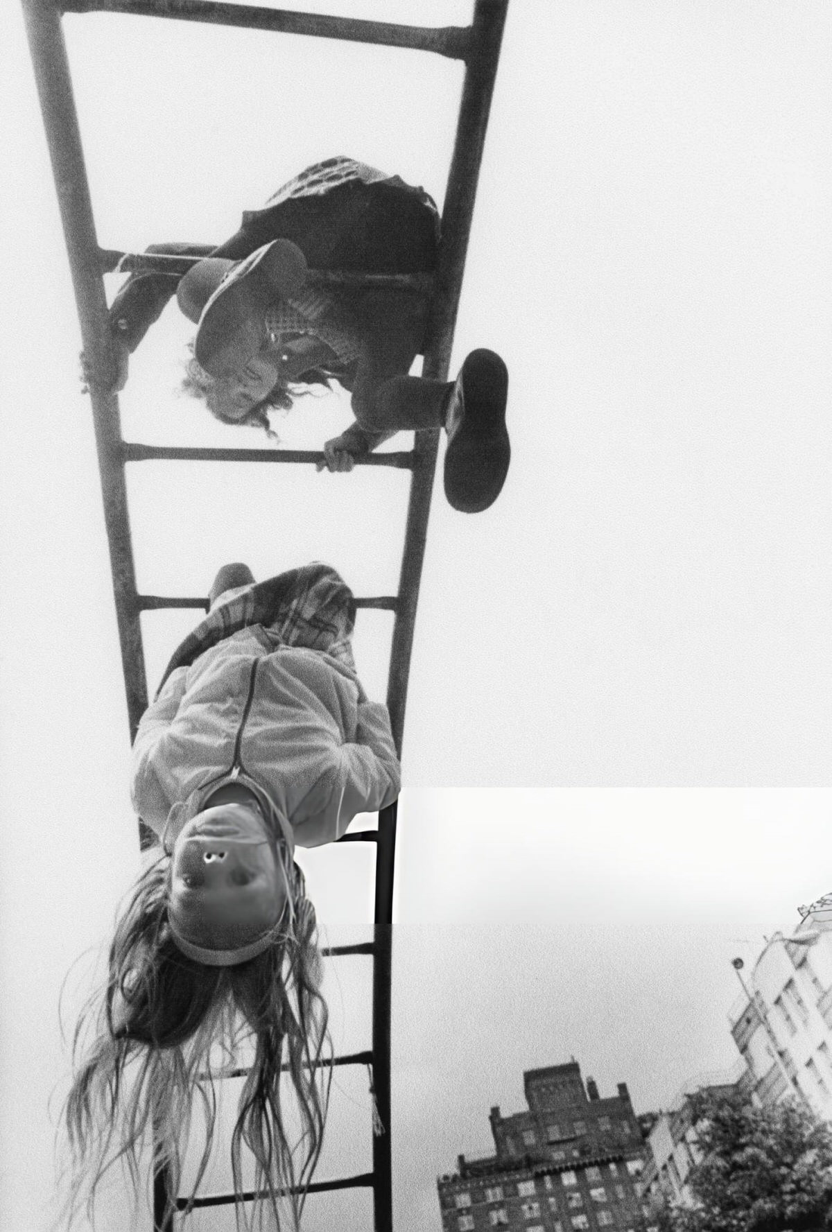 Girls Playing On A Jungle Gym In Abingdon Square, Greenwich Village, 1970.