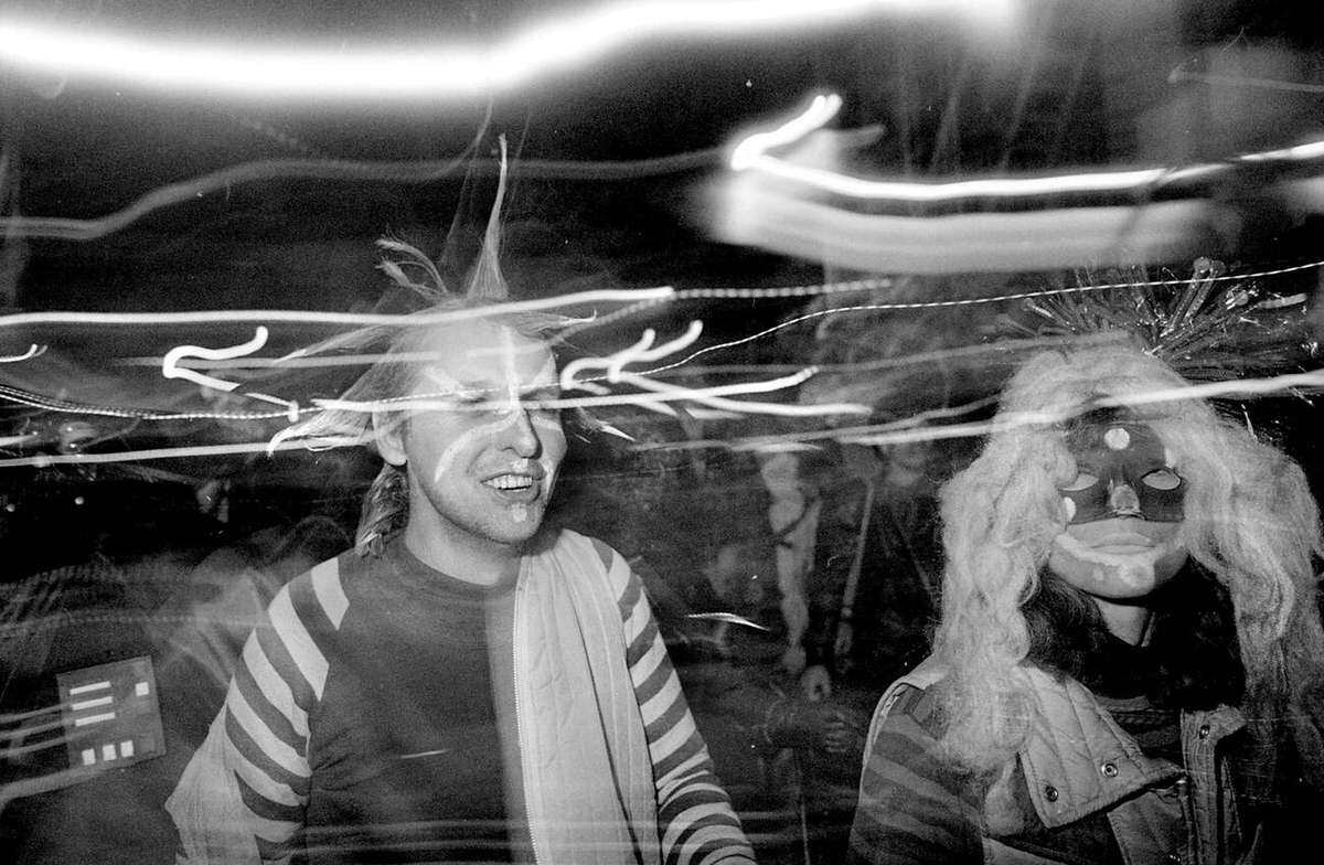 Participants With Lights At The Village Halloween Parade, New York, 1983.
