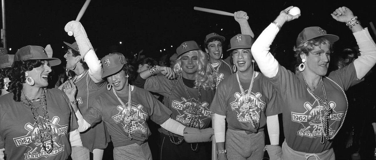New York Mets Baseball Team Costumes At The Village Halloween Parade, New York, 1983.