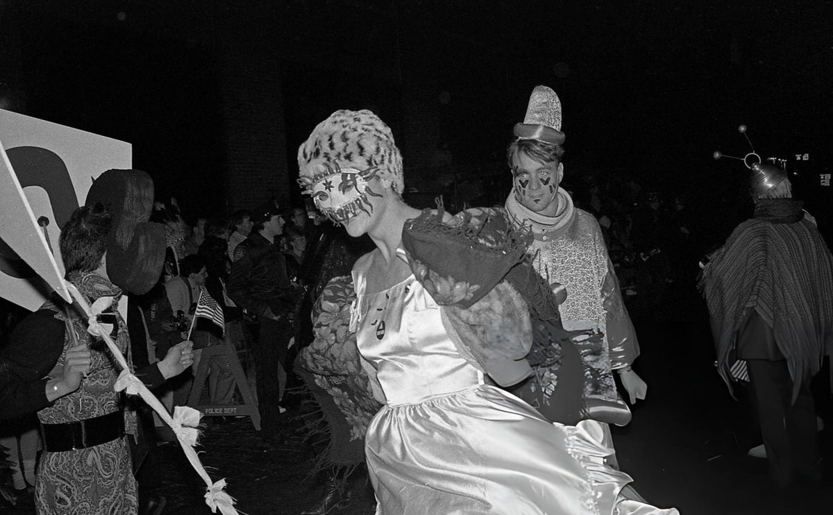 Revelers In Costume At The Village Halloween Parade On 6Th Avenue, 1988.