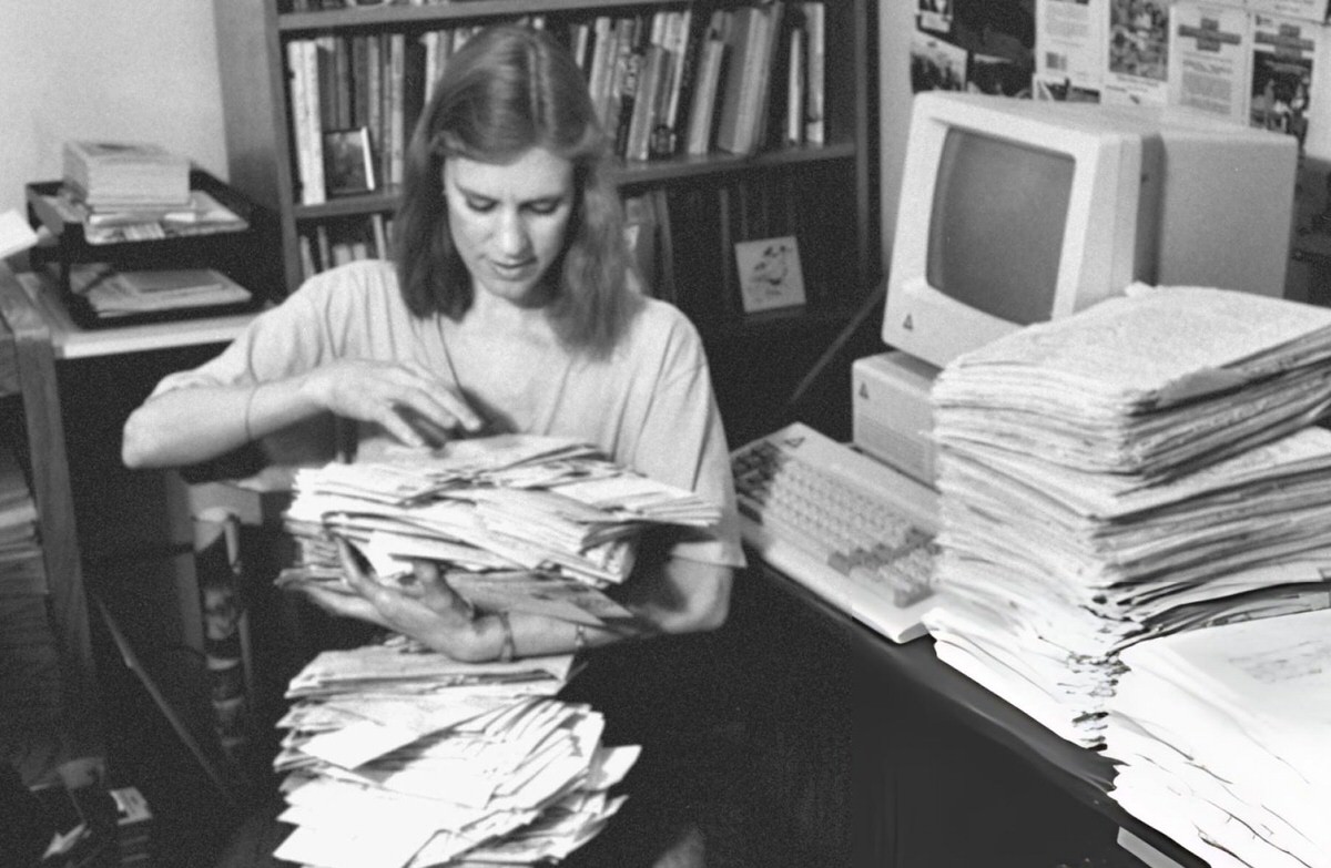 Author Ann M. Martin With Fan Mail At Her Greenwich Village Home.