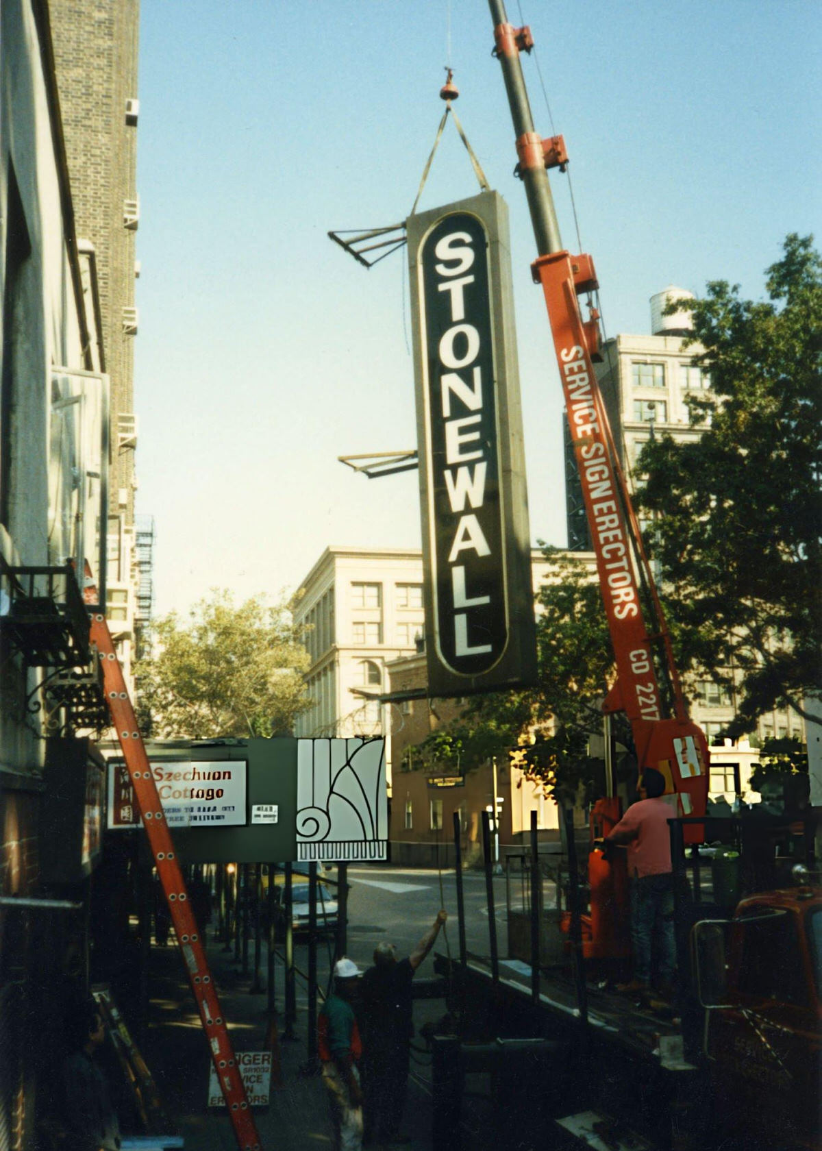 Crane Removing A Sign From Outside The Stonewall Inn, 1989.