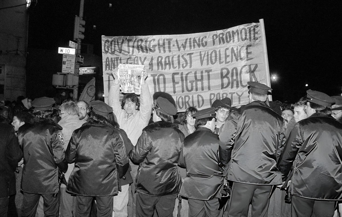 Demonstrators Marching In Greenwich Village To Protest A Shooting At Homosexual Haunts, 1980.