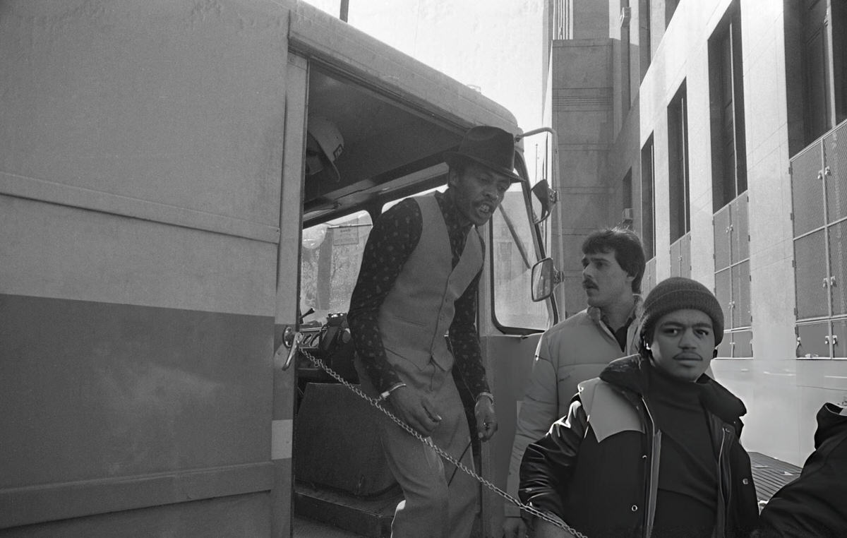 Ronald Crumpley Arriving For Arraignment Following A Shooting Spree In Greenwich Village, 1980.