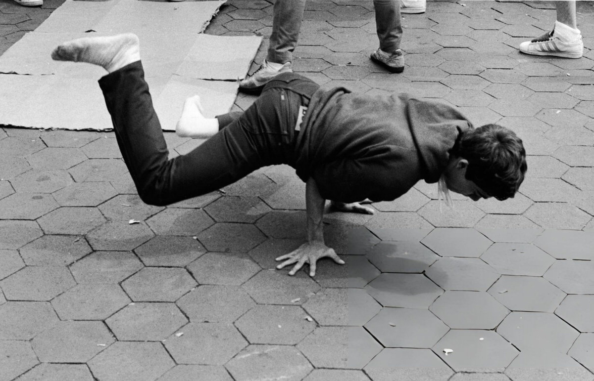 Young Man Breakdancing In Washington Square Park, 1980S.