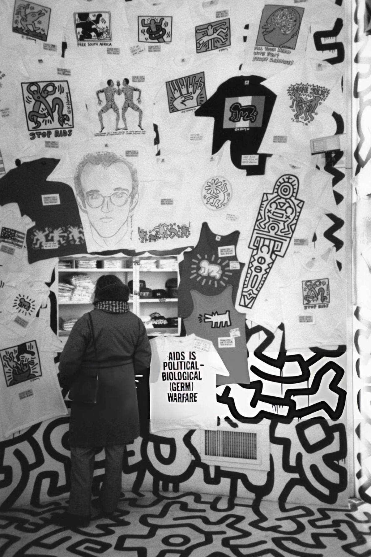 Customer At Keith Haring'S Pop Shop In Greenwich Village, 1980S.