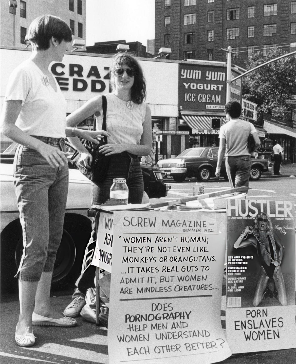 Women At A Sidewalk Booth Protesting Pornography On Sixth Avenue, 1985.