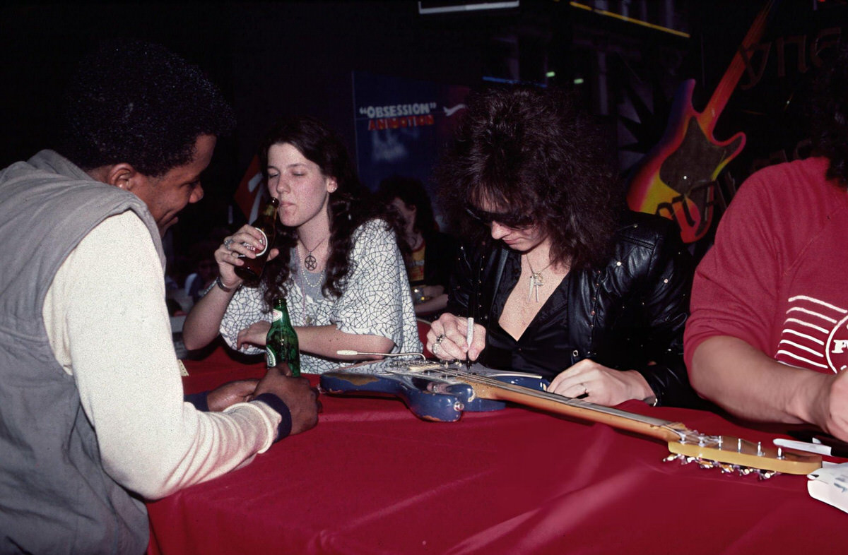 Yngwie Malmsteen Signing An Electric Guitar At Tower Records, Greenwich Village, 1985.