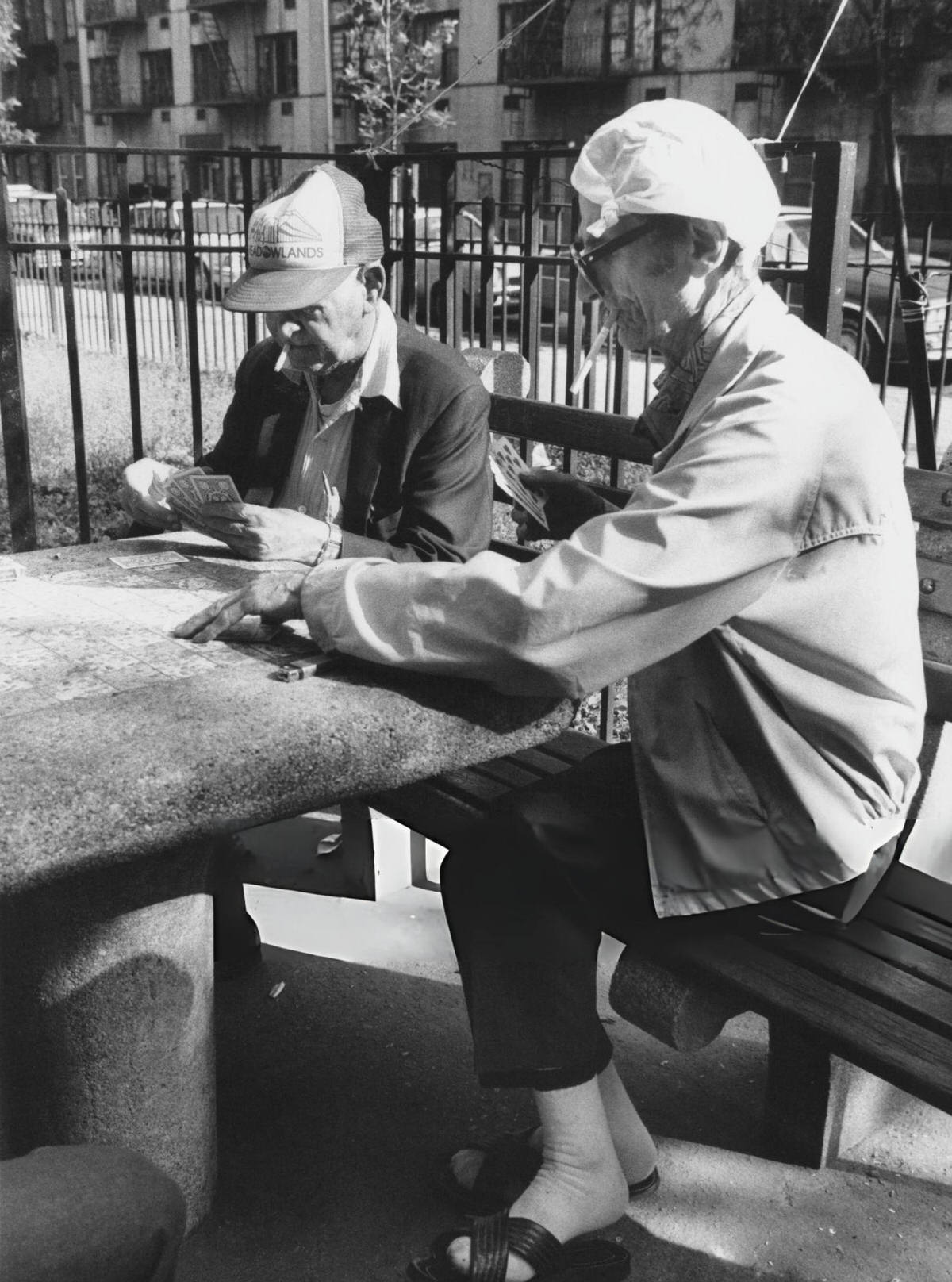 Two People Playing Cards In Tompkins Square Park, 1986.