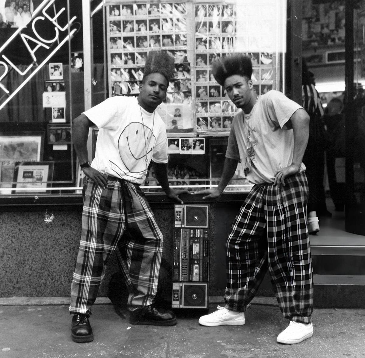 Rap Duo Twin Towers With A Boombox Outside An Astor Place Barbershop, 1991.
