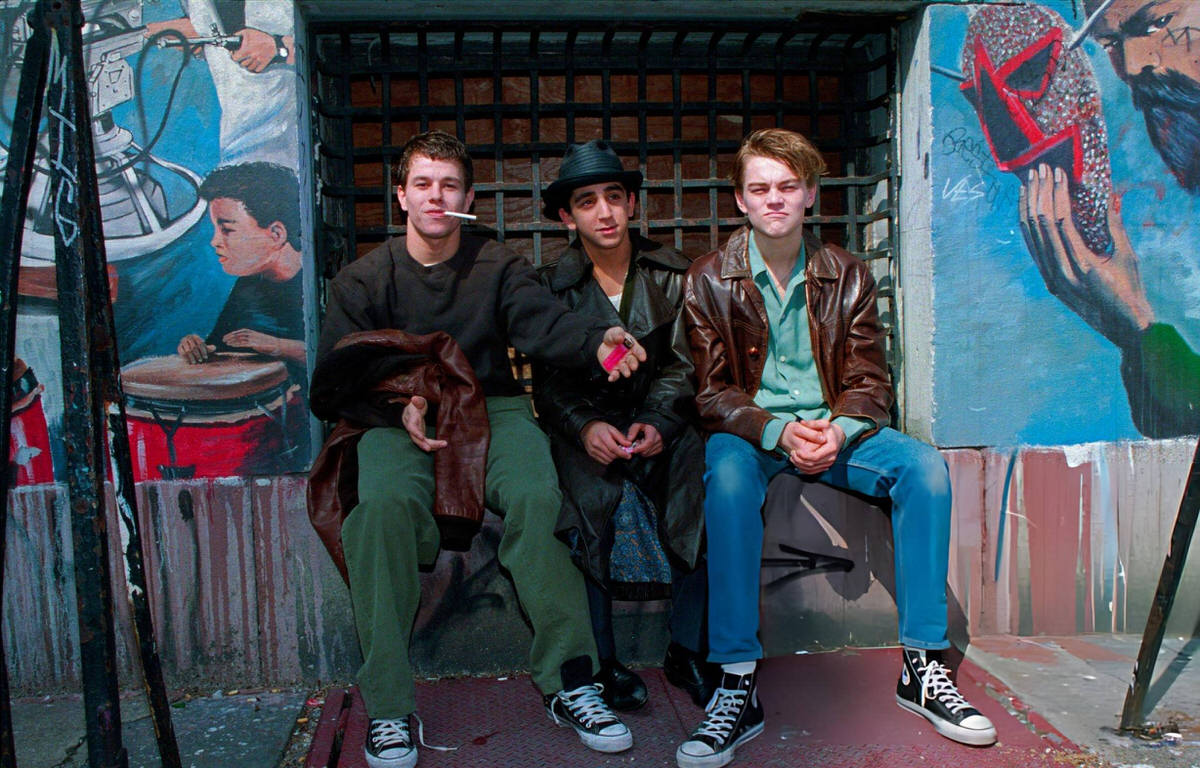 Mark Wahlberg, James Madio, And Leonardo Dicaprio On The Set Of The Basketball Diaries On Ninth Street, East Village, 1994.