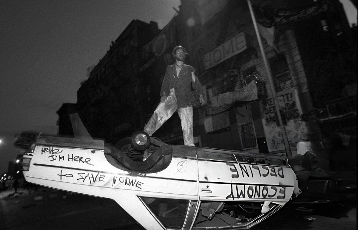 Squatters Blocking East 13Th Street With Overturned Cars And Trash, 1995.