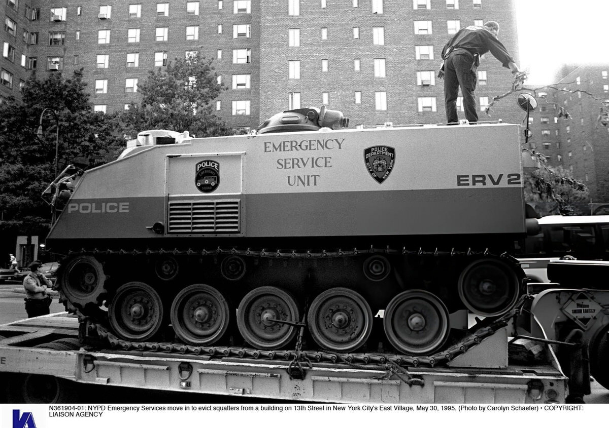 Nypd Emergency Services Evicting Squatters From A Building On 13Th Street, East Village, 1995.