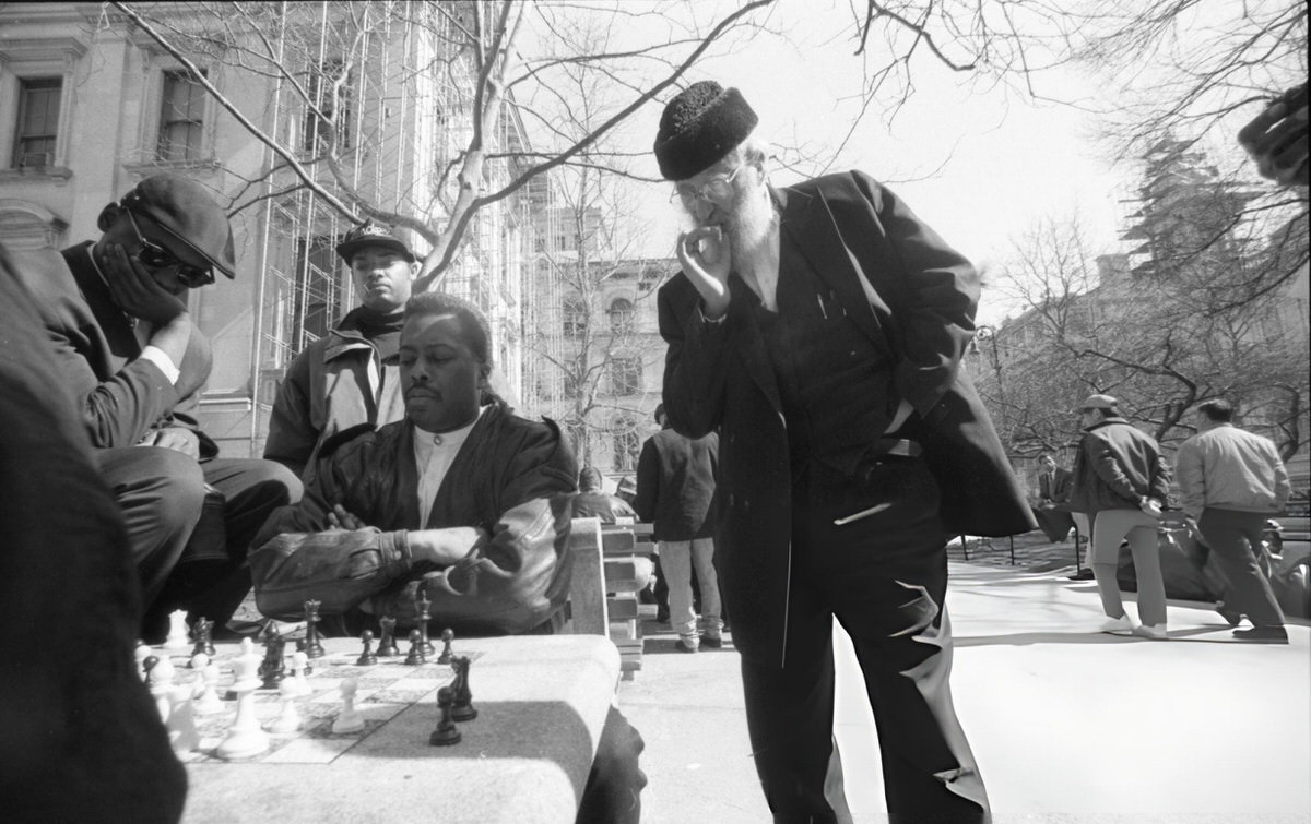 People Watching Chess Players In Washington Square Park, 1996.