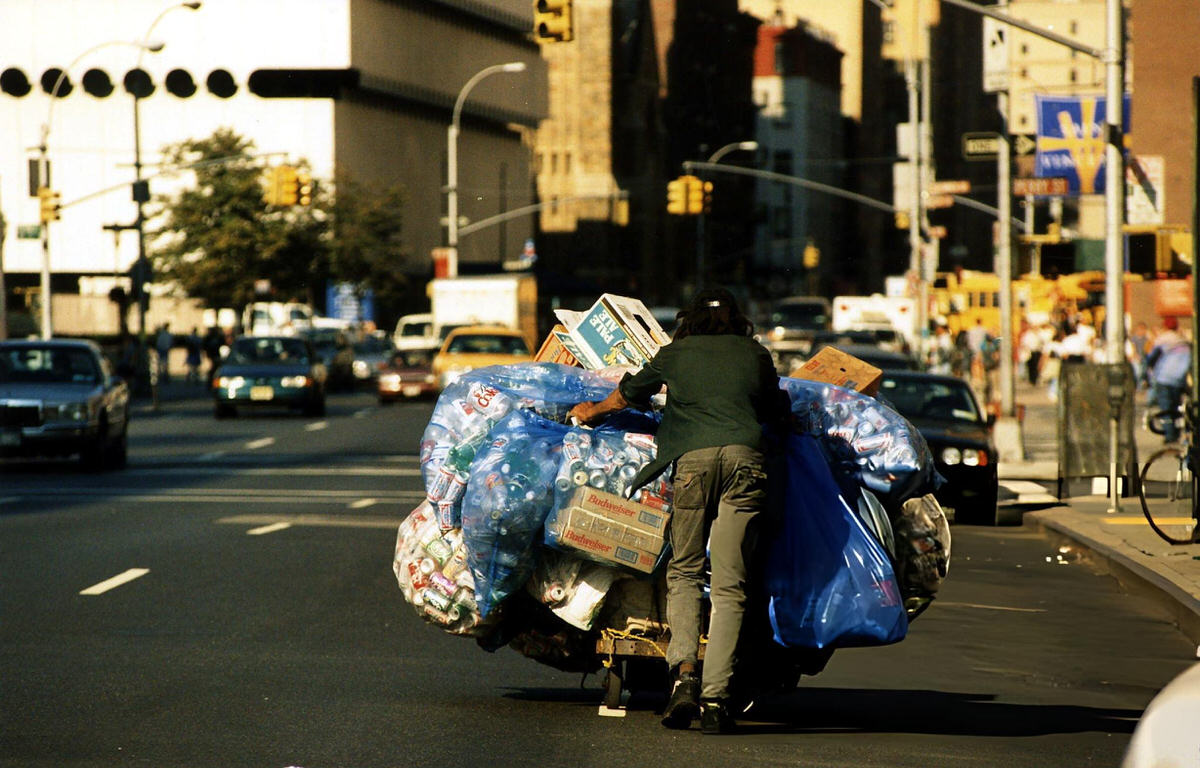 Homeless Man With A Shopping Cart In Greenwich Village, 1997.