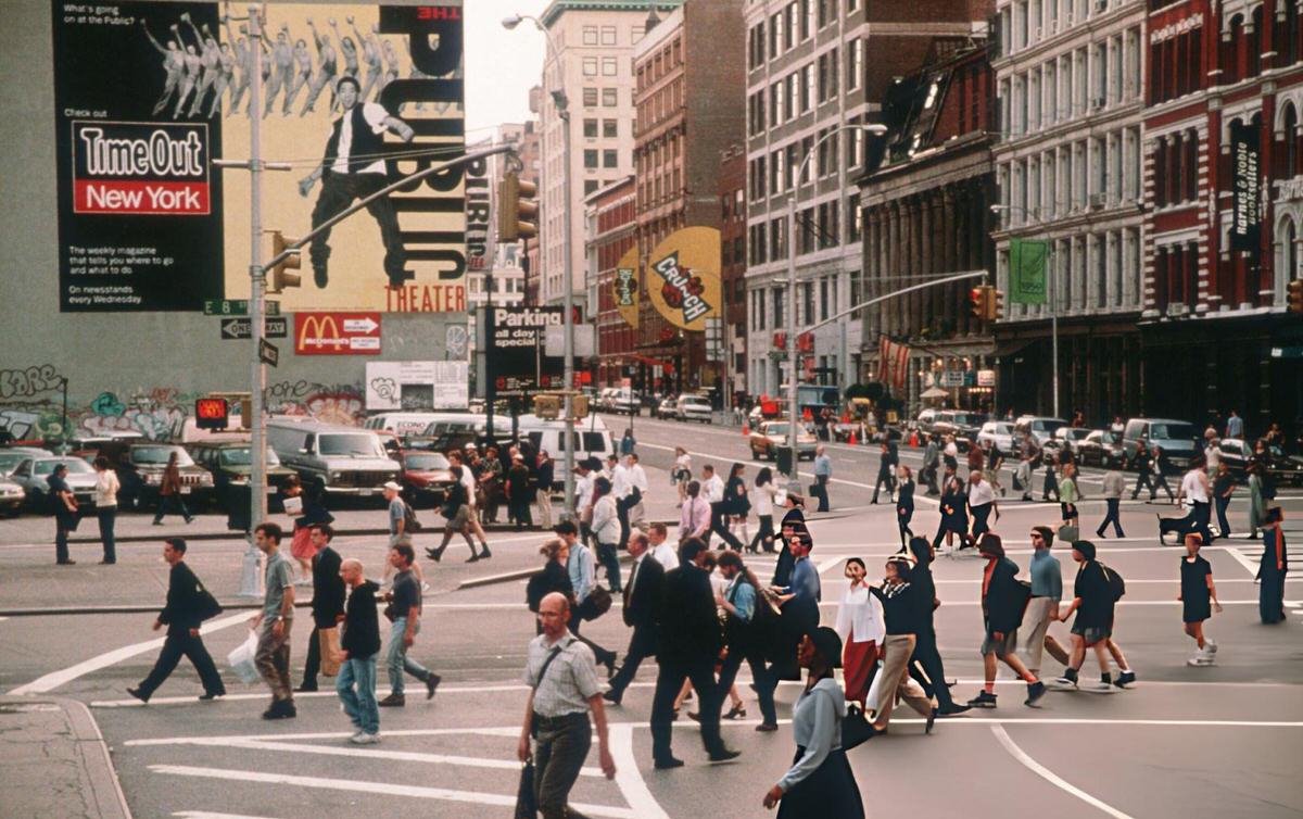 Pedestrians At East Eighth Street, Lafayette Street, And Astor Place, East Village, 1998.