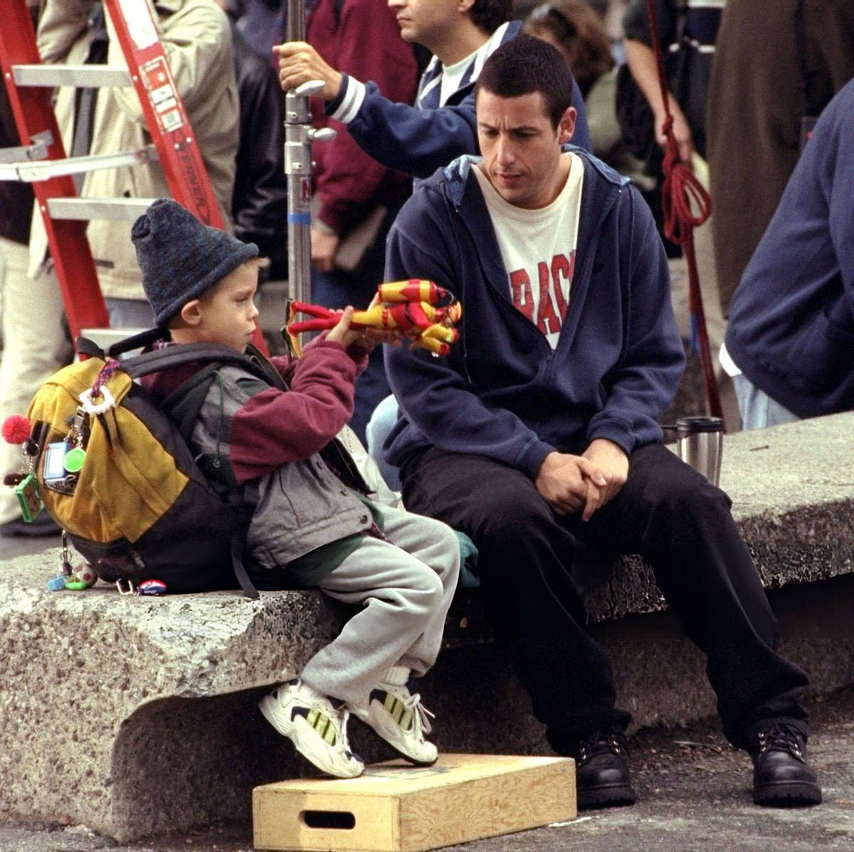 Adam Sandler During Filming Of Big Daddy In Washington Square Park, 1998.