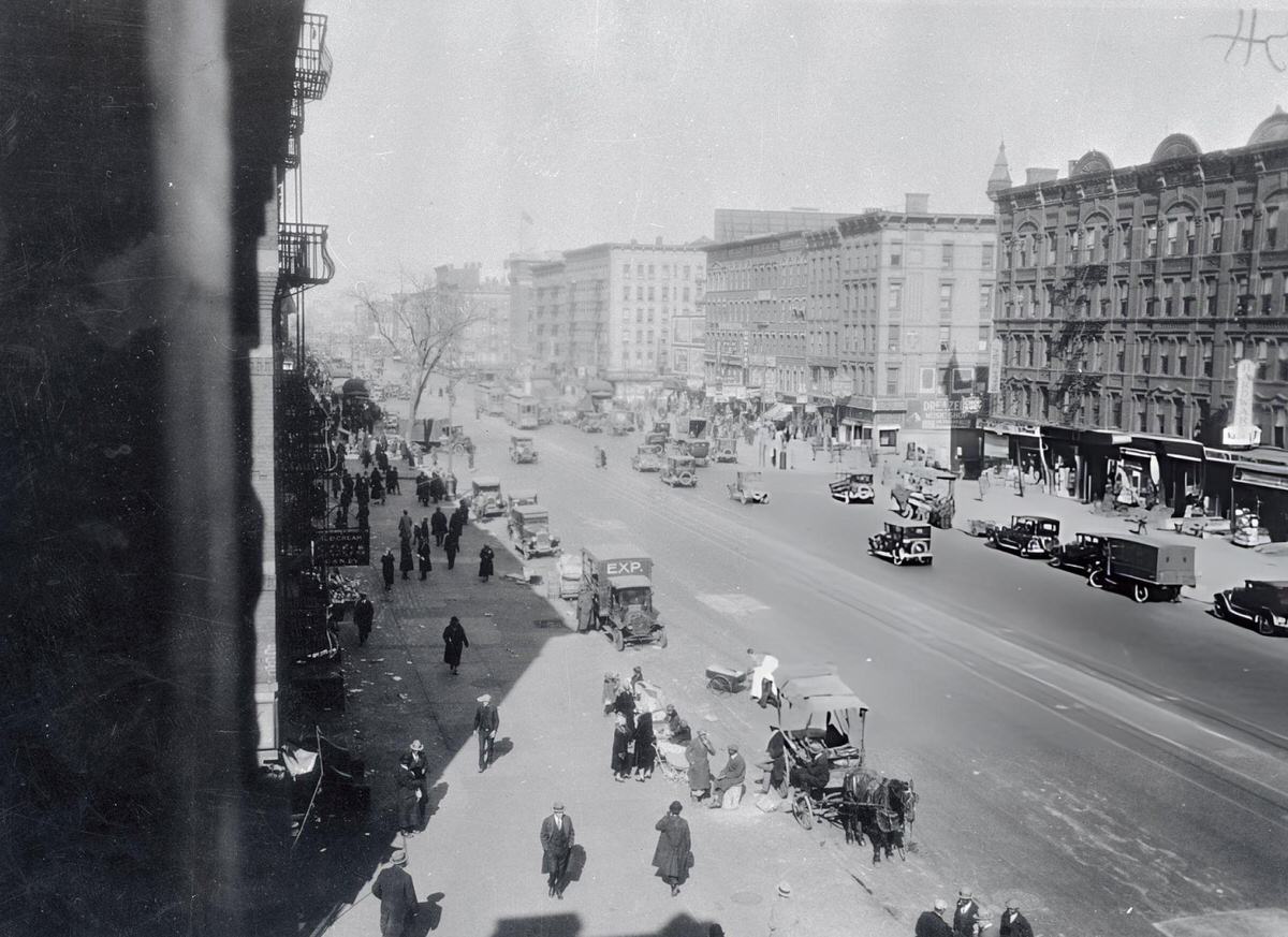 View Looking South On Lenox Avenue, Harlem.